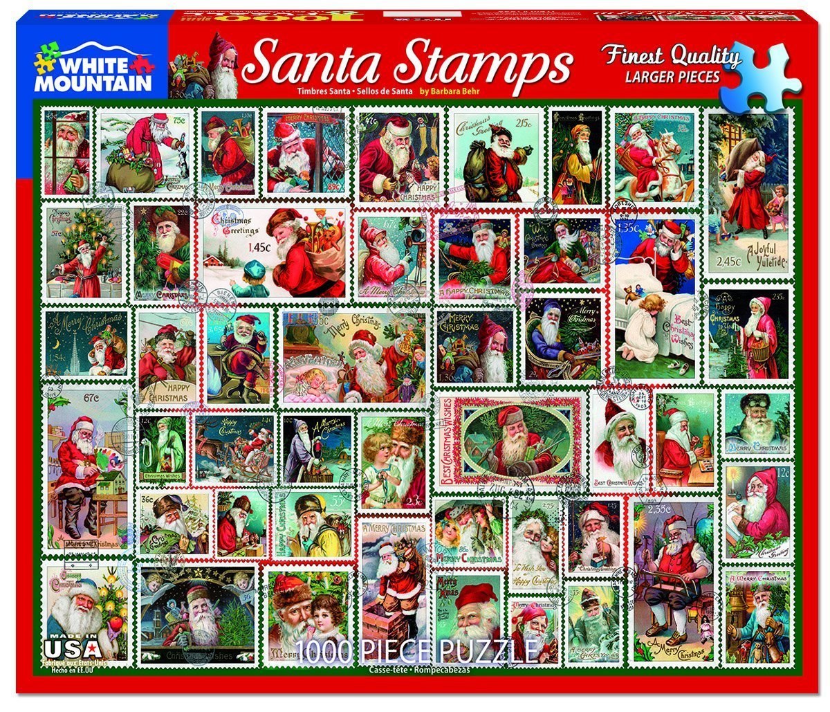 Santa Stamps - 1000pc Jigsaw Puzzle By White Mountain  			  					NEW - image 1