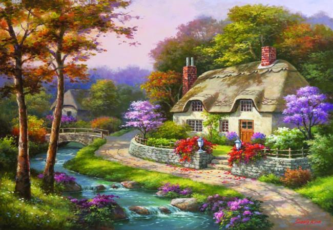 Spring Cottage - 500pc Jigsaw Puzzle by Anatolian