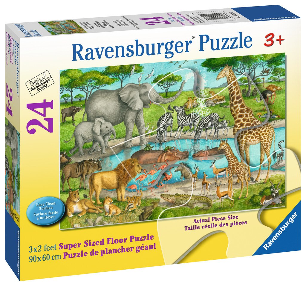 Watering Hole Delight - 24pc Floor Jigsaw Puzzle By Ravensburger  			  					NEW