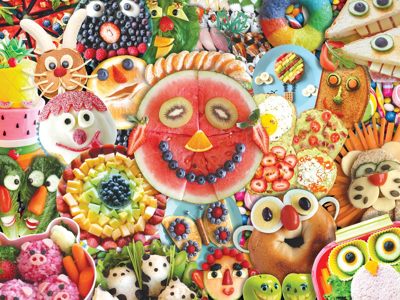 Funny Face Food - 300pc EzGrip Jigsaw Puzzle by Masterpieces  			  					NEW