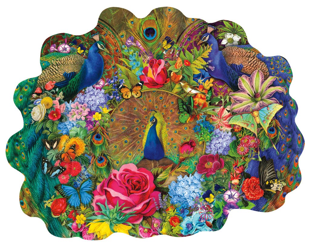 Garden Peacock - 1000pc Shaped Jigsaw Puzzle by Sunsout
