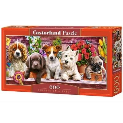 Puppies on a Shelf - 600pc Jigsaw Puzzle By Castorland  			  					NEW - image 1