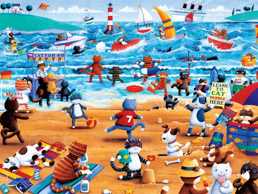 Paws & Claws: Beach Cats - 300pc Oversized Jigsaw Puzzle by Ceaco