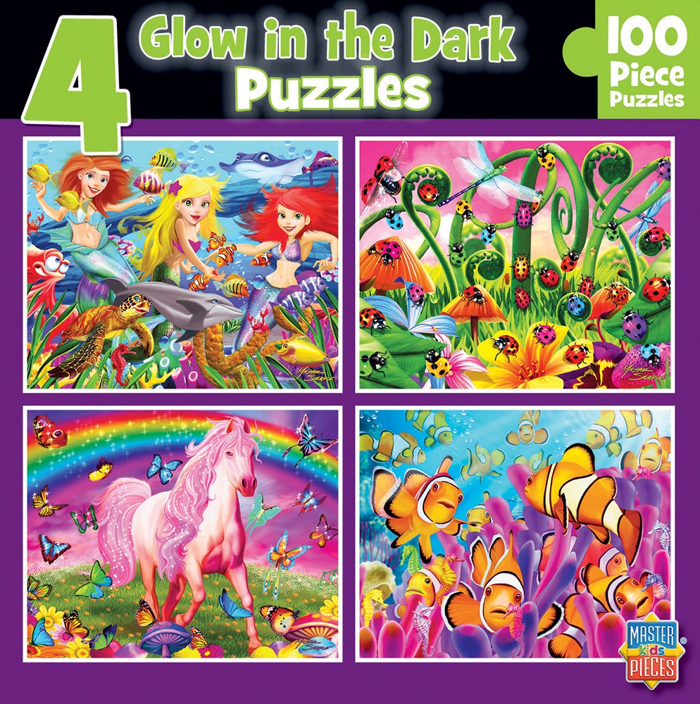 Glow In The Dark - 100pc 4-Pack Jigsaw Puzzle by Masterpieces  			  					NEW - image 1