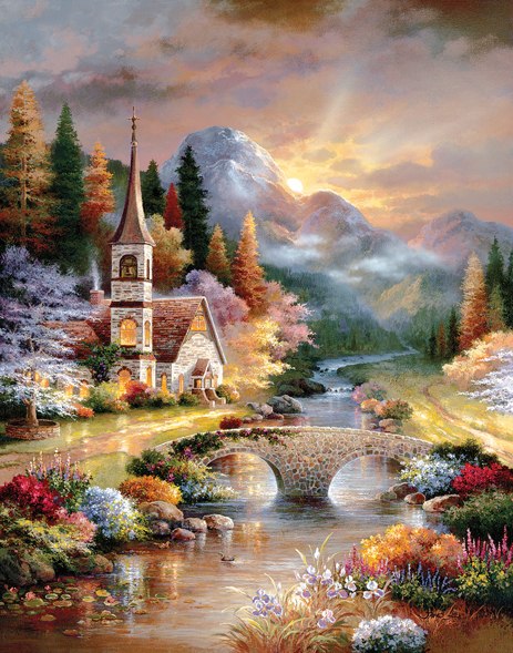 A Country Evening Service - 1000pc Large Format Jigsaw Puzzle By Sunsout