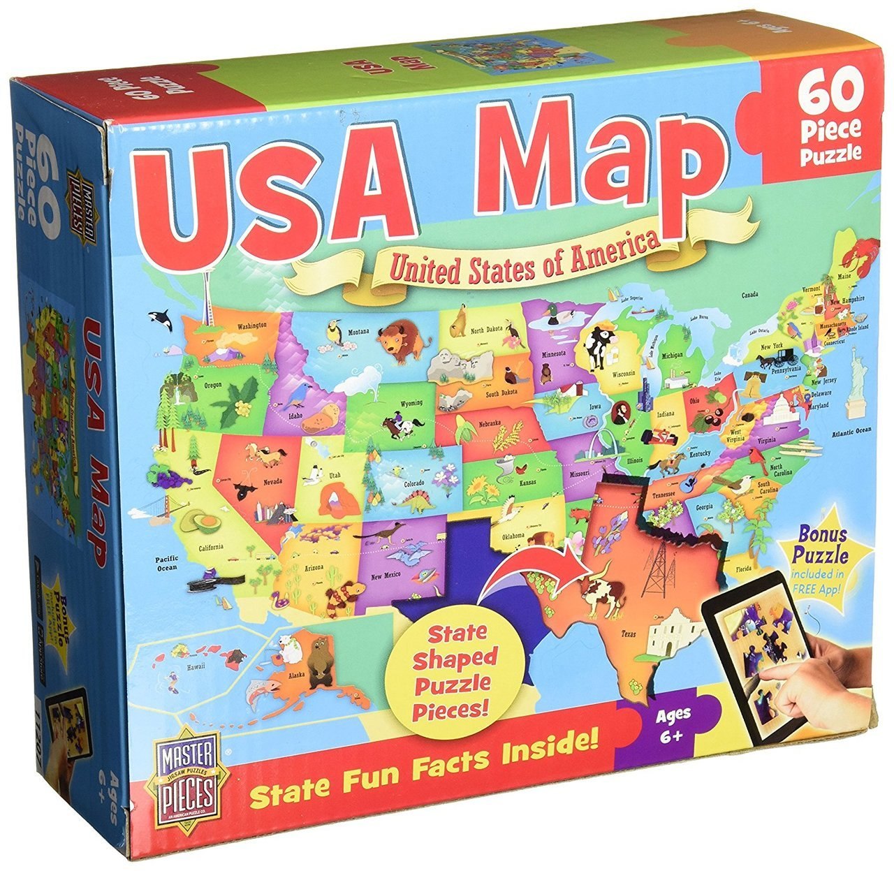 USA Wood Map - 44pc Jigsaw Puzzle By Masterpieces - image 1