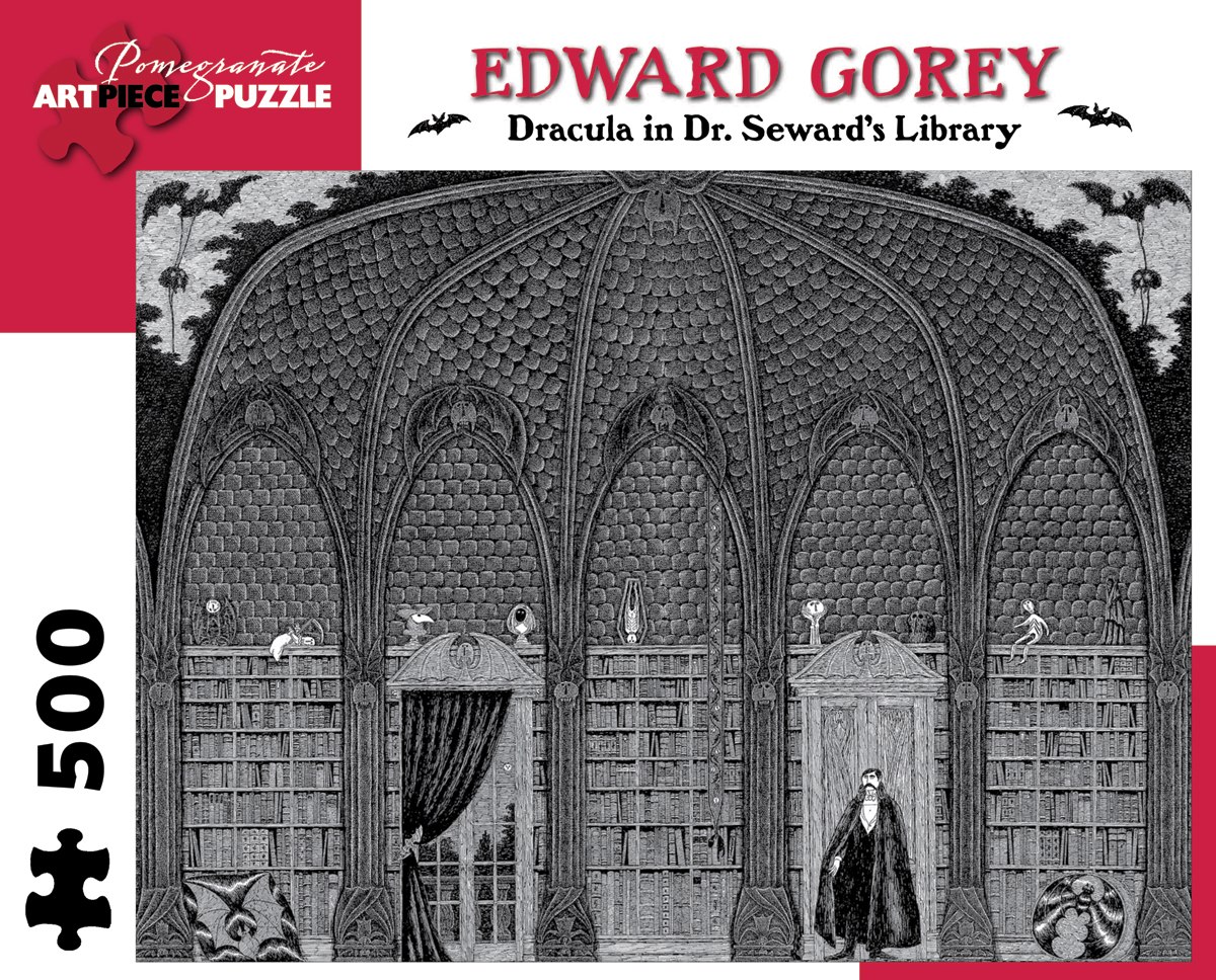 Gorey: Dracula in Dr. Seward's Library - 500pc Jigsaw Puzzle by Pomegranate