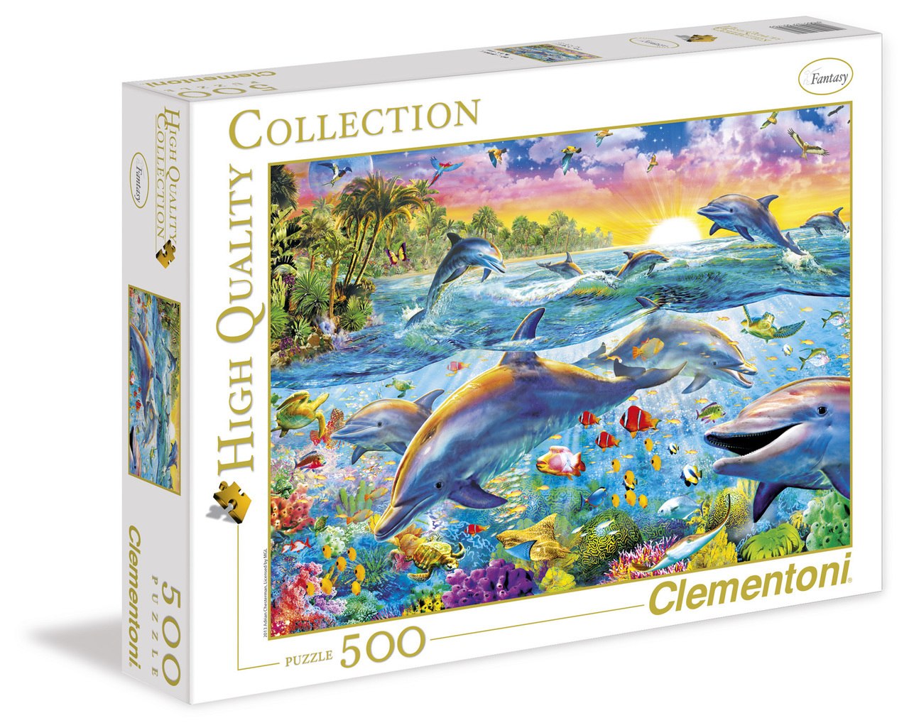 Tropical Dolphins - 500pc Jigsaw Puzzle by Clementoni - image 1