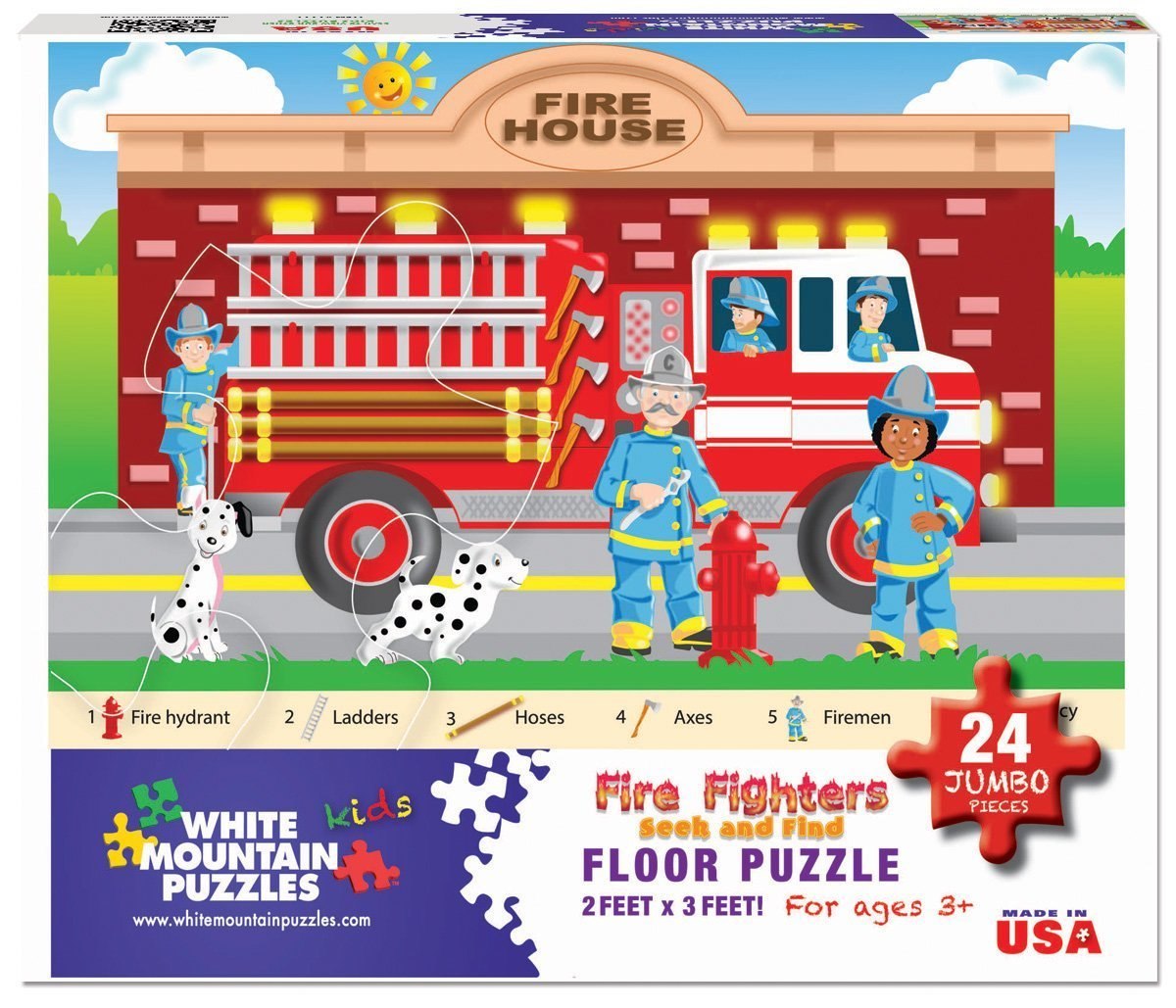 Fire Fighters - 24pc Floor Jigsaw Puzzle By White Mountain  			  					NEW - image 1