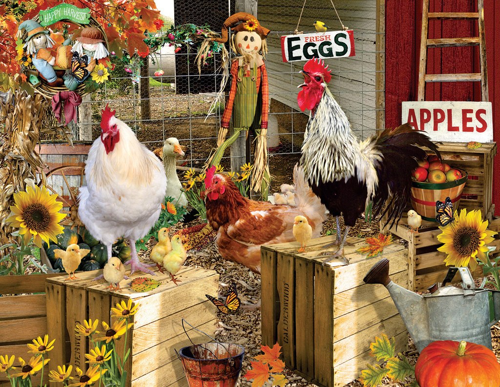 Chickens on the Farm - 1000+pc Large Format Puzzle by SunsOut