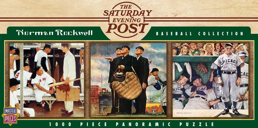 Norman Rockwell Baseball - 1000pc Panoramic Jigsaw Puzzle by Masterpieces - image 1