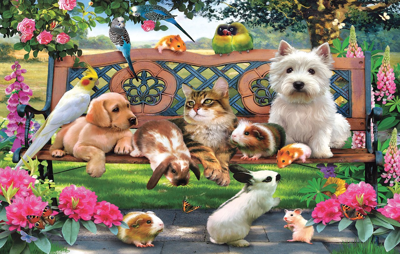 Park Bench Pals - 100pc Jigsaw Puzzle By Sunsout  			  					NEW