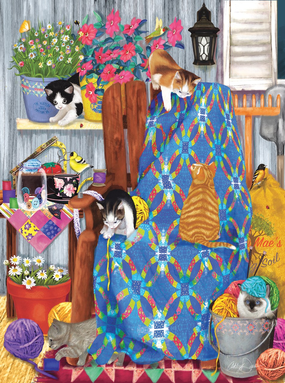 Porch Kittens - 1000pc Jigsaw Puzzle by Sunsout  			  					NEW