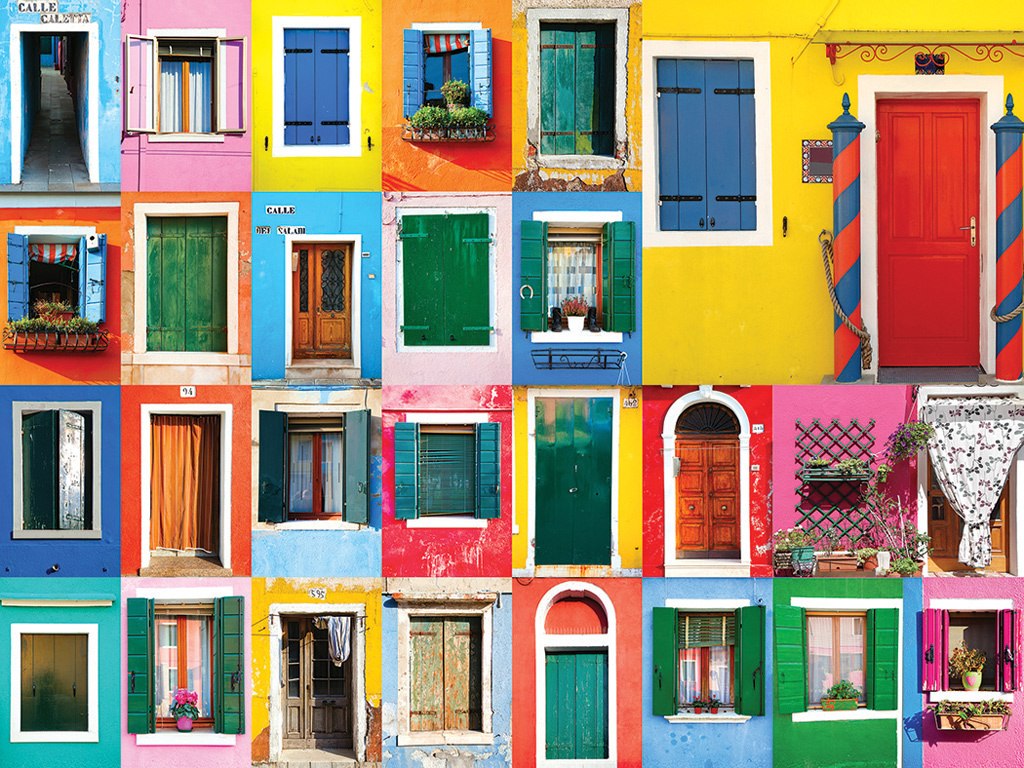Colorful Doors - Collage Collections - 1000pc Jigsaw Puzzle by Lafayette Puzzle Factory