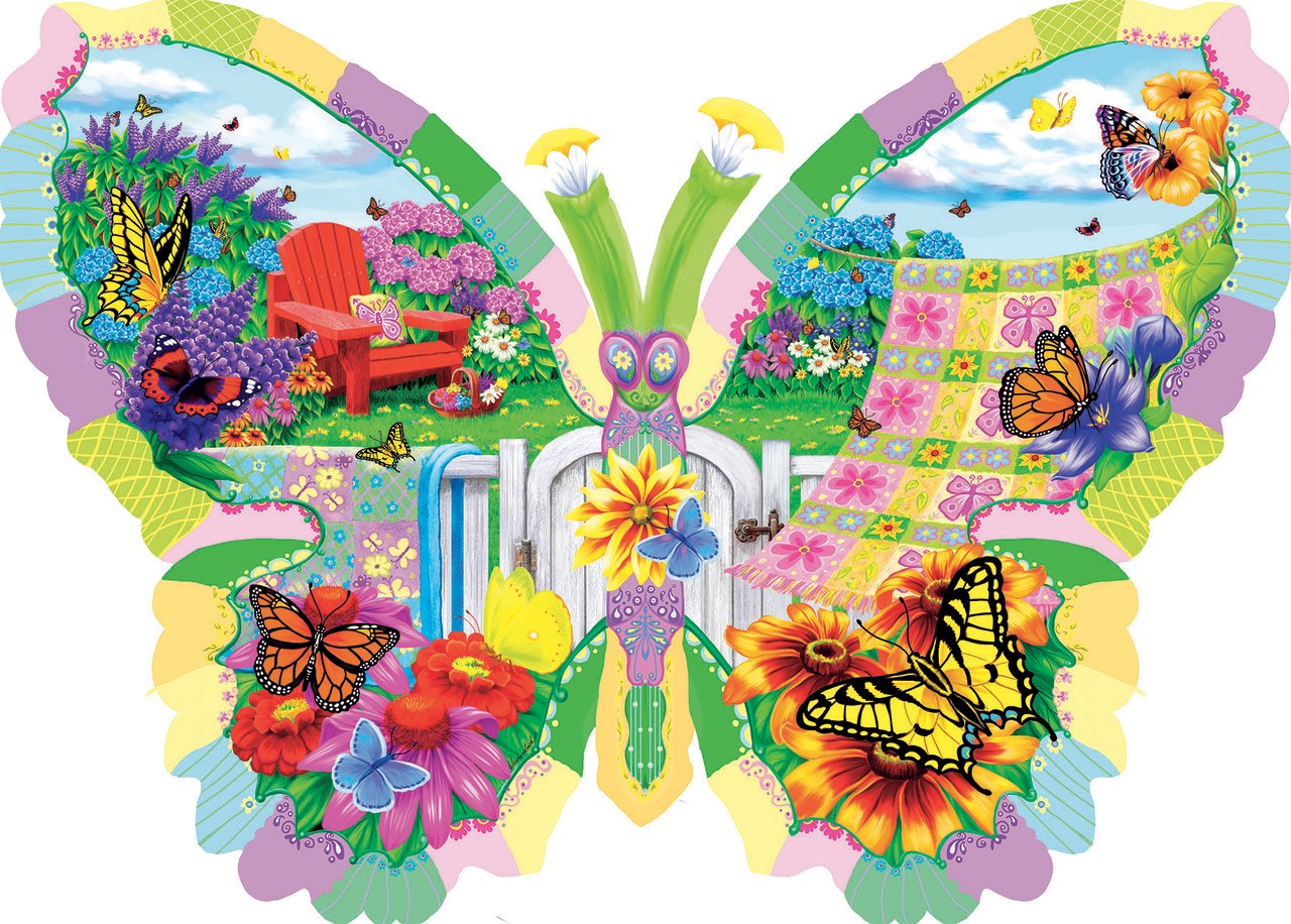 Butterfly Summer - 1000pc Shaped Jigsaw Puzzle By Sunsout  			  					NEW - image main