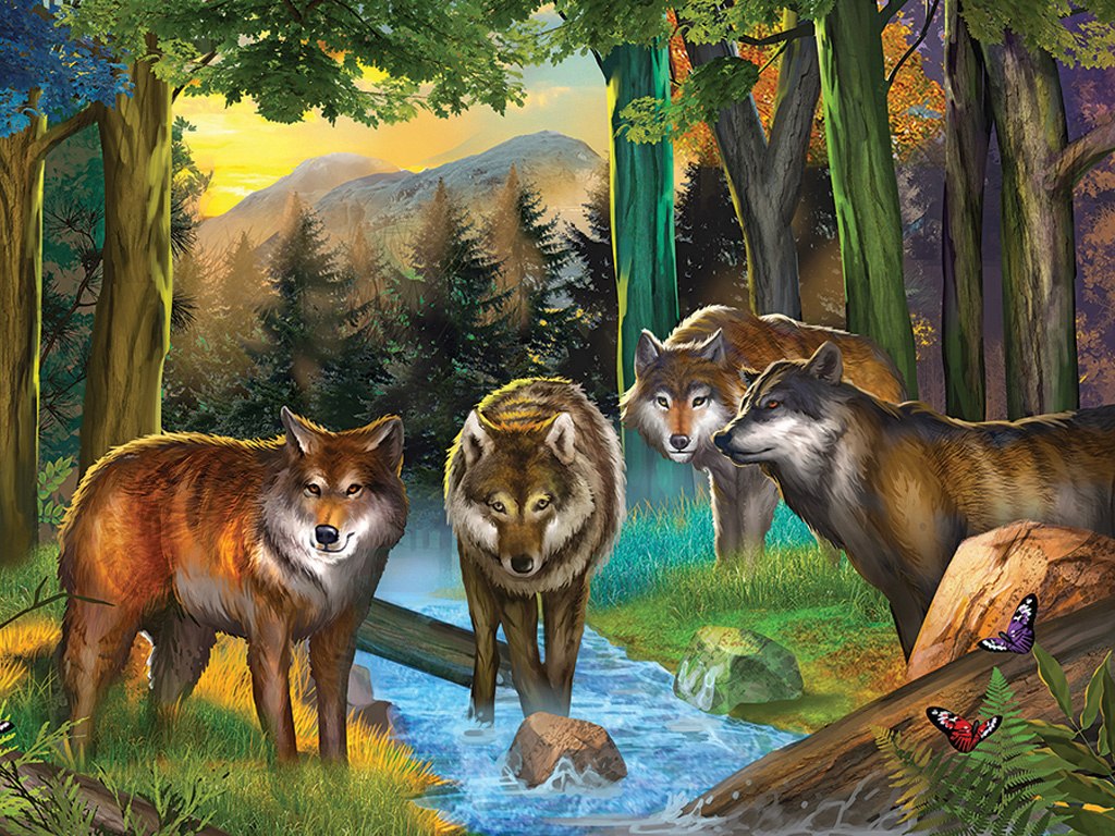 Forest Wolves - 500pc Jigsaw Puzzle by Lafayette Puzzle Factory