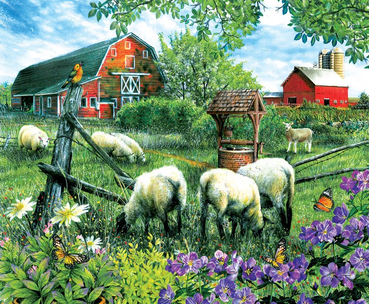 Pleasant Valley Sheep Farm - 1000pc Jigsaw Puzzle By Sunsout