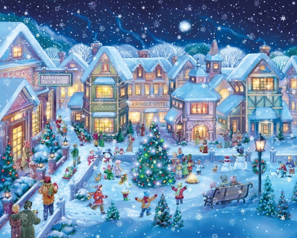 Holiday Village Square - 1000pc Jigsaw Puzzle By Vermont Christmas Company