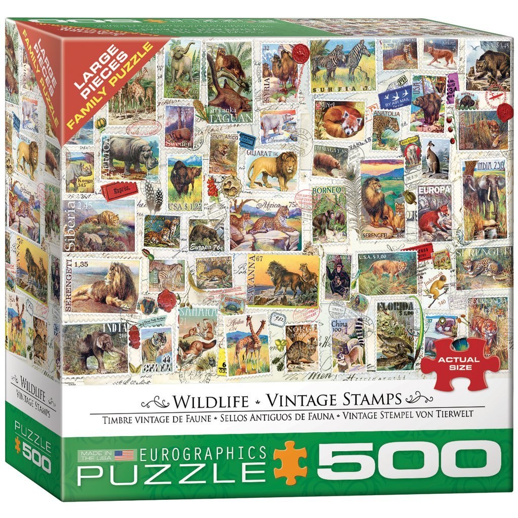 Vintage Stamps: Wildlife - 500pc Jigsaw Puzzle by Eurographics  			  					NEW - image 1