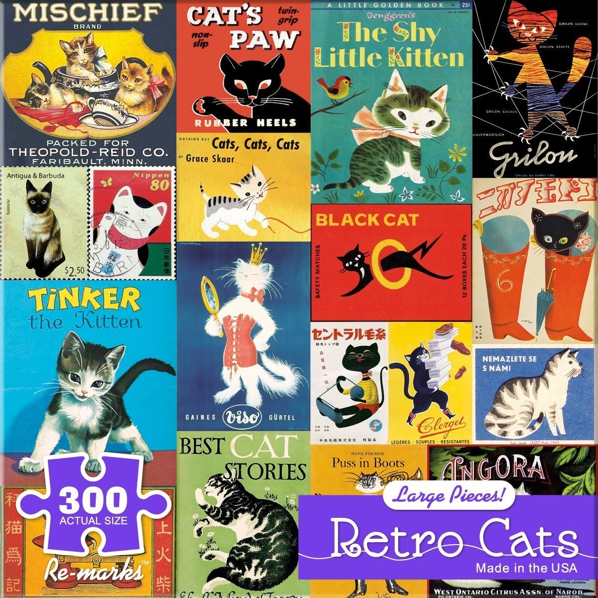 Retro Cats - 300pc Large Format Jigsaw Puzzle By Re-marks  			  					NEW