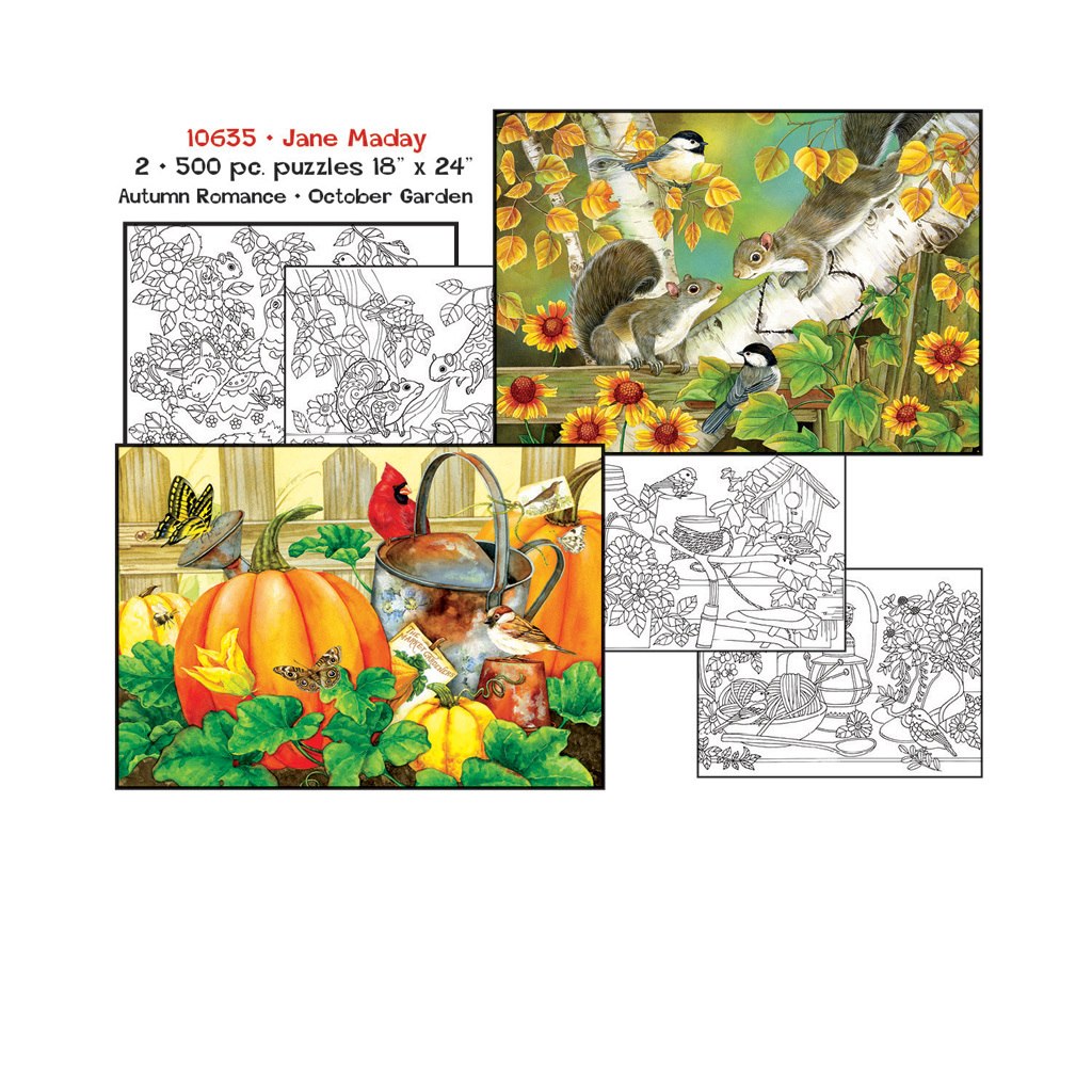 Jane Maday: Coloring Pages and 2 x 500pc Jigsaw Puzzle Set by Sunsout