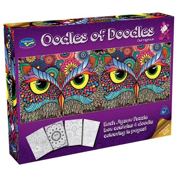 Oodles of Doodles: Owl-rageous - 748pc Jigsaw Puzzle by Holdson  			  					NEW - image 1