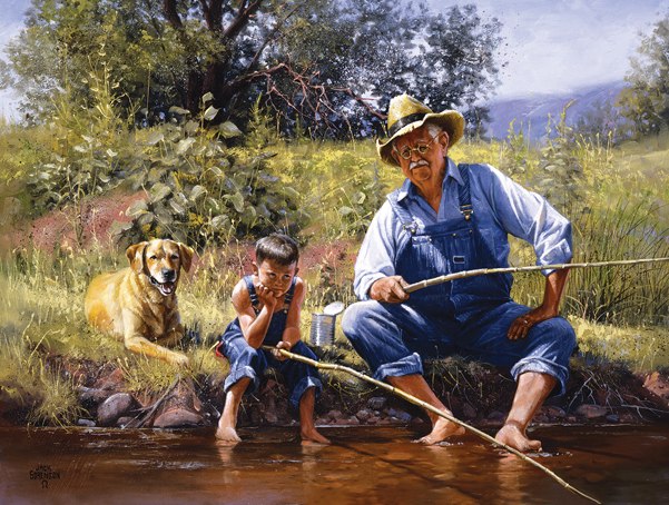 Fishing with Grandpa - 300pc Large Format Jigsaw Puzzle By Sunsout