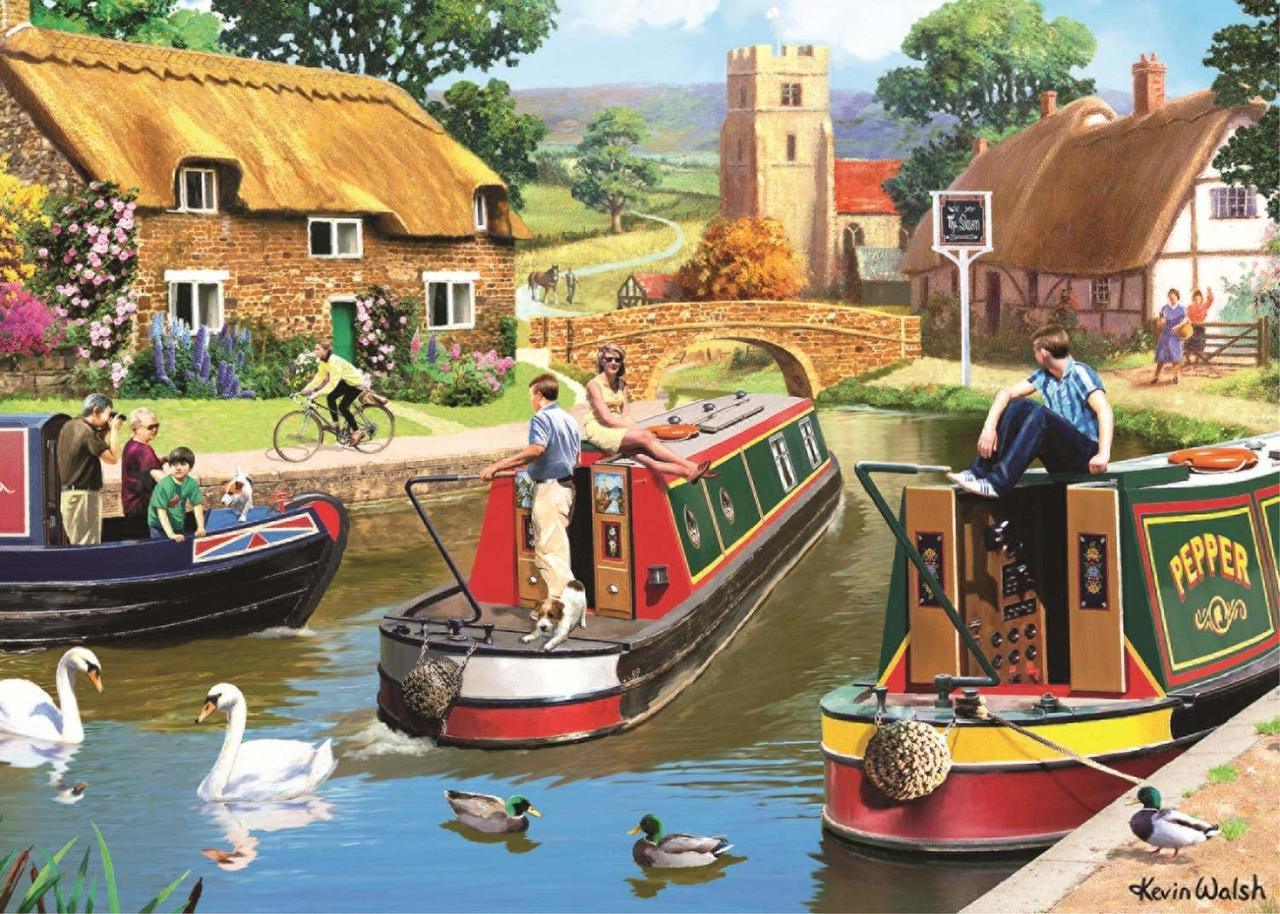 Busy Time on the Canal - 1000pc Jigsaw Puzzle By Falcon  			  					NEW