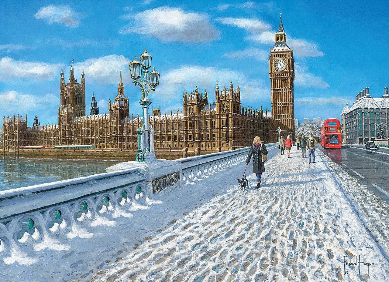 London Promenade in the Snow - 1000pc Jigsaw Puzzle by Clementoni