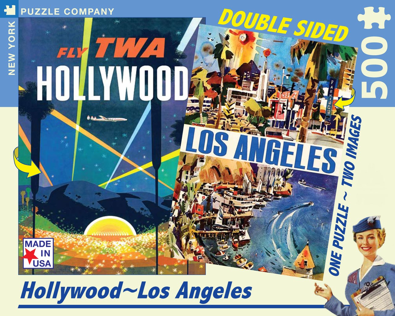 Los Angeles TWA - 500pc Double-Sided Jigsaw Puzzle by New York Puzzle Company