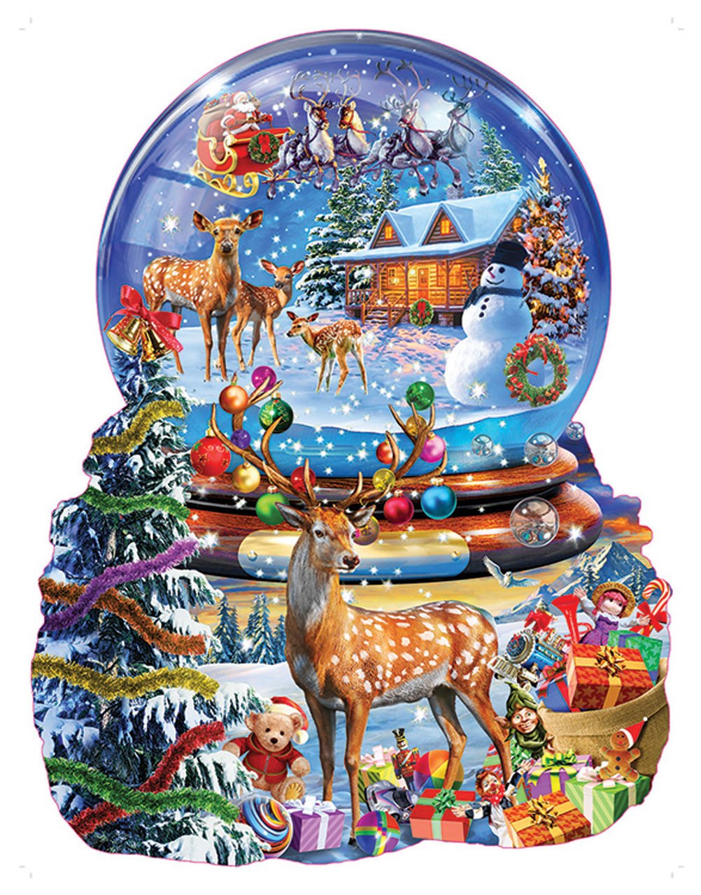 Christmas Snow Globe - 1000pc Shaped Jigsaw Puzzle by Sunsout