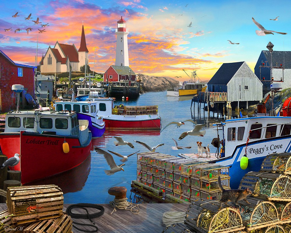 Fishing Cove - 1000pc Jigsaw Puzzle by Vermont Christmas Company - image 1