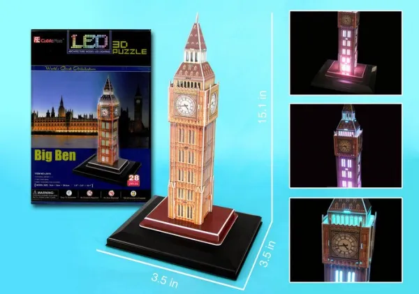 LED Light Up Version!: Big Ben - 28pc 3D Jigsaw Puzzle by Daron