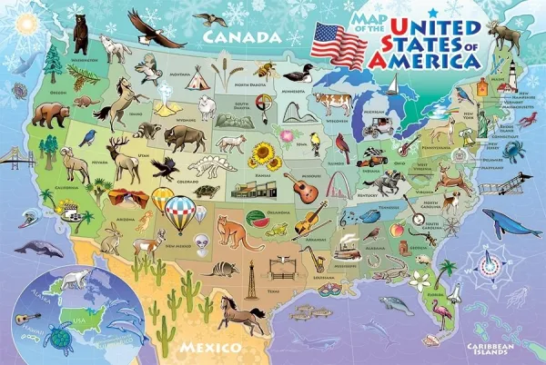 Map of the USA - 48pc Floor Jigsaw Puzzle By Cobble Hill