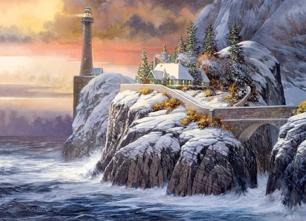 Winter Lighthouse - 1000pc Jigsaw Puzzle by Cobble Hill