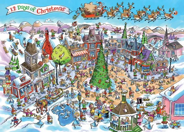 DoodleTown: 12 Days of Christmas - 1000pc Jigsaw Puzzle by Cobble Hill