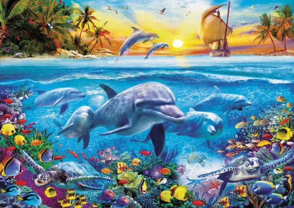 Family of Dolphins - 2000pc Jigsaw Puzzle by Educa