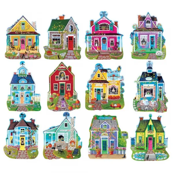Cottages - 500pc Shaped Jigsaw Puzzle by Lafayette Puzzle Factory