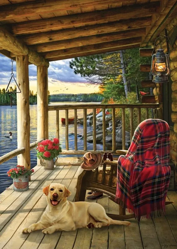 Lake Cabin Labrador - 35pc Tray Puzzle by Cobble Hill