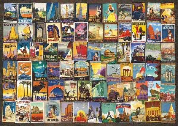 Travel Poster Collage - 1000pc Jigsaw Puzzle By D-Toys