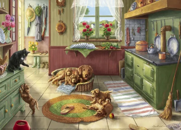 Golden Puppies - 1000pc Jigsaw Puzzle by Vermont Christmas Company