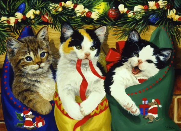 Stocking Kittens - 1000pc Jigsaw Puzzle by Vermont Christmas Company