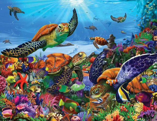 Amazing Sea Turtles - 300pc Jigsaw Puzzle by White Mountain