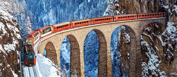Landwasser Viaduct, Swiss Alps - 600pc Jigsaw Puzzle By Castorland