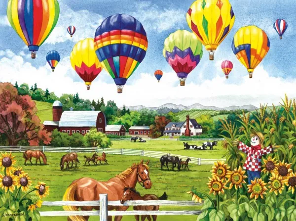 Balloons over Fields - 500pc Horse Jigsaw Puzzle By Sunsout