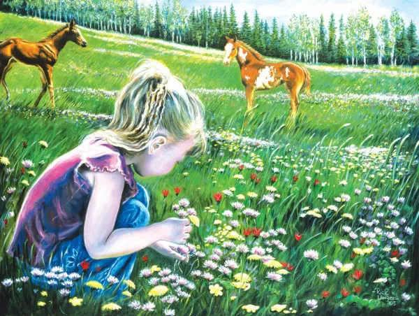 Fillies and Flowers - 300pc Jigsaw Puzzle by SunsOut