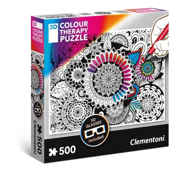 3D Color Therapy: Flowers - 500 pc Jigsaw Puzzle by Clementoni