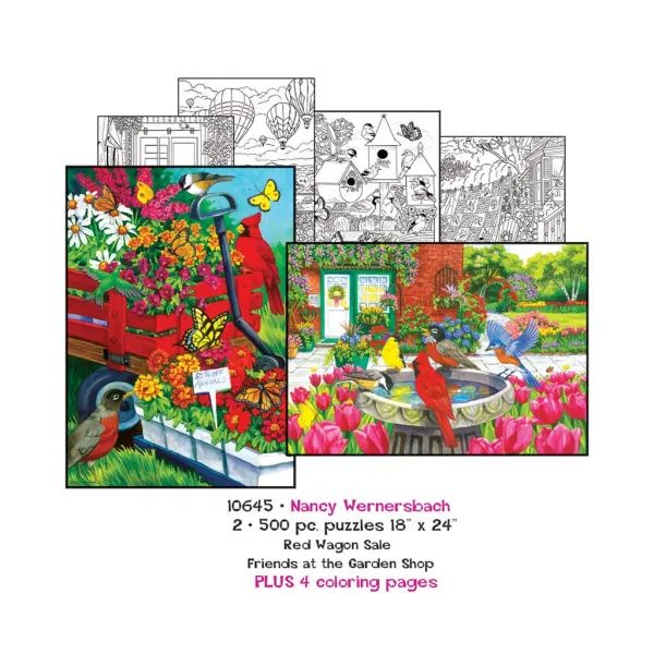 Nancy Wernersbach: Coloring Pages and 2 x 500pc Jigsaw Puzzle Set by Sunsout
