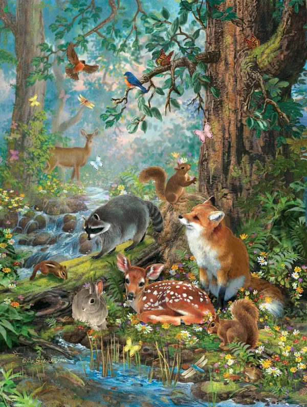 Woodland Forest Friends - 300pc Large Format Jigsaw Puzzle by SunsOut