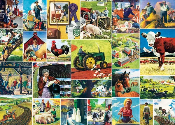 Saturday Evening Post Norman Rockwell: Farmland Collage - 1000pc Jigsaw Puzzle by Masterpieces